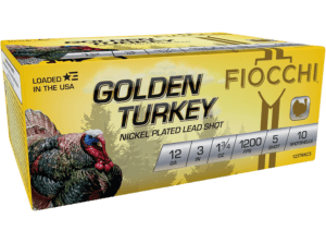 Fiocchi 123TRKC4 Golden Turkey Hunting 12 Gauge 3″ 1 3/4 oz 4 Shot 10rd Box