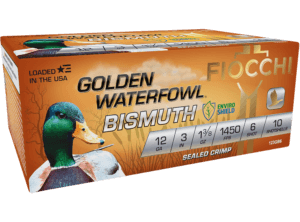 Fiocchi 123GB6 Golden Waterfowl Bismuth 12 Gauge 3″ 1 3/8 oz 6 Shot 10rd Box