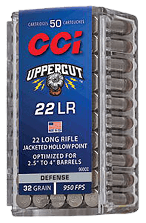 CCI 960CC Uppercut Defense 22 LR 32 gr Jacketed Hollow Point (JHP) 50rd Box