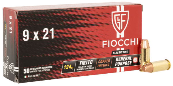 Fiocchi 9X21 Heritage Pistol 9x21mm IMI 123 gr Full Metal Jacket Truncated-Cone (TCFMJ) 50rd Box