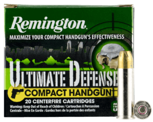 Remington Ammunition 28965 Ultimate Defense Compact Handgun 38 Special +P 125 gr Brass Jacket Hollow Point (BJHP) 20rd Box