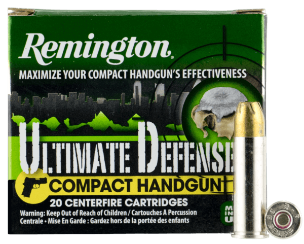 Remington Ammunition 28965 Ultimate Defense Compact Handgun 38 Special +P 125 gr Brass Jacket Hollow Point (BJHP) 20rd Box