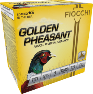 Fiocchi 20GP75 Golden Pheasant Extrema 20 Gauge 2.75″ 1 oz 7.5 Shot 25rd Box