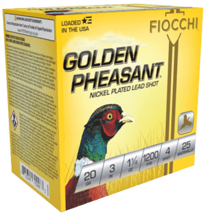 Fiocchi 203GP4 Golden Pheasant Extrema 20 Gauge 3″ 1 1/4 oz 1200 fps 4 Shot 25rd Box
