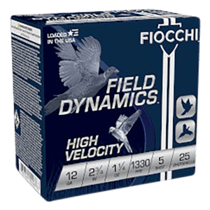 Fiocchi 12HV75 Field Dynamics High Velocity 12 Gauge 2.75″ 1 1/4 oz 1330 fps 7.5 Shot 25rd Box