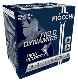 Fiocchi 16HV6 Field Dynamics High Velocity 16 Gauge 2.75″ 1 1/8 oz 1300 fps 6 Shot 25rd Box
