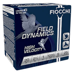Fiocchi 20HV8 Field Dynamics High Velocity 20 Gauge 2.75″ 1 oz 8 Shot 25rd Box