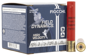 Fiocchi 28HV8 Field Dynamics High Velocity 28 Gauge 2.75″ 3/4 oz 1300 fps 8 Shot 25rd Box