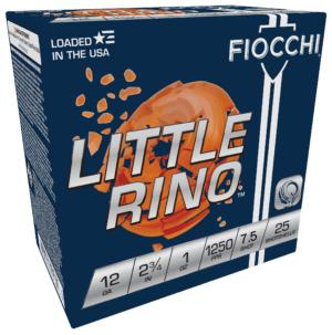 Fiocchi 12TX75 Exacta Target Little Rino 12 Gauge 2.75″ 1 oz 1250 fps 7.5 Shot 25rd Box