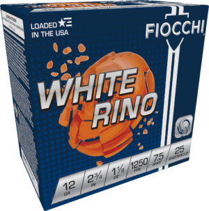 Fiocchi 12WRNO75 Exacta Target White Rino Target 12 Gauge 2.75″ 1 1/8 oz 1250 fps 7.5 Shot 25rd Box