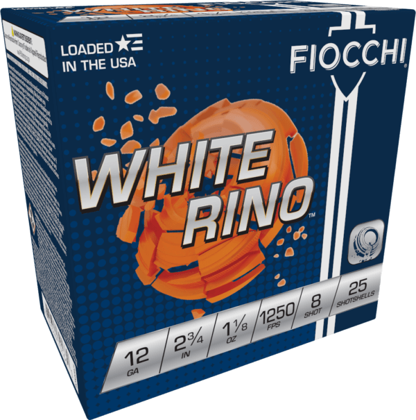 Fiocchi 12WRNO8 Exacta Target White Rino Target 12 Gauge 2.75″ 1 1/8 oz 8 Shot 25rd Box