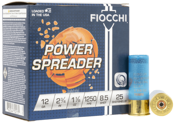 Fiocchi 12SSCX85 Exacta Target Power Spreader 12 Gauge 2.75″ 1 1/8 oz 1250 fps 8.5 Shot 25rd Box