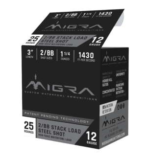 Migra Ammunitions M12S2BB Combinational Hunting 12 Gauge 3″ 1 1/4 oz 2/BB Shot 25rd Box