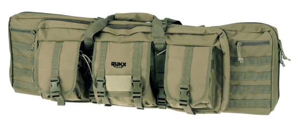 Rukx Gear ATICT36DGG Tactical Double Gun Case 36″ Water Resistant Green 600D Polyester with Non-Rust Zippers Reinforced Velcro & Adjustable Back Straps