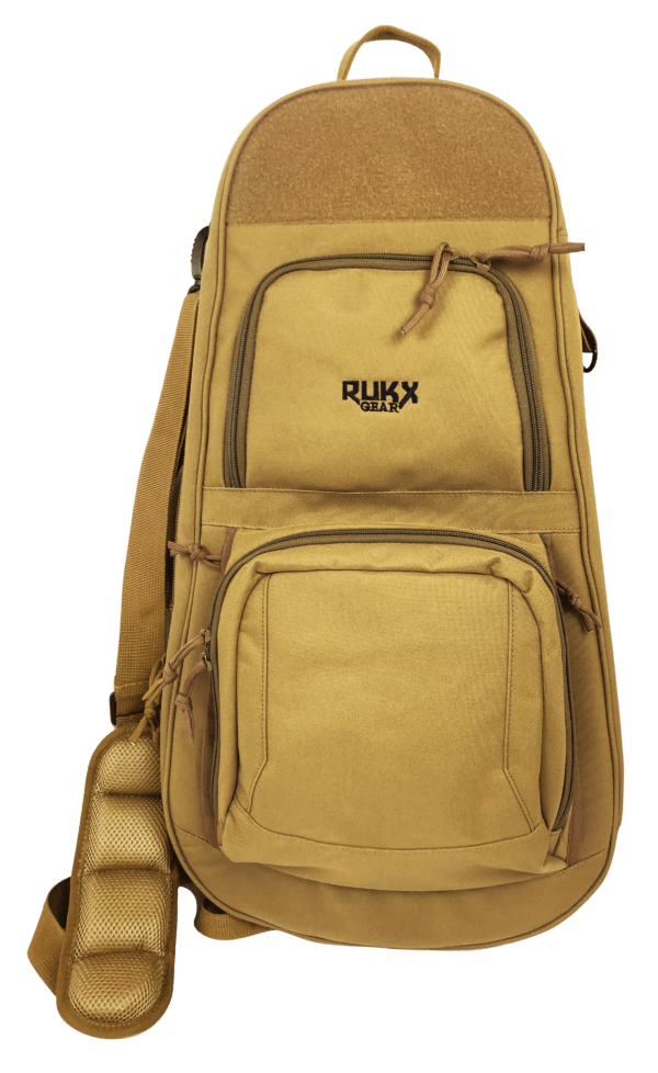 Rukx Gear ATICTARPT Discrete AR-Pistol Backpack Water Resistant Tan 600D Polyester with Elastic Keeper Strap Ends & Detachable Buckles 13.70″ x 4.70″ x 25.50″ Exterior Dimensions