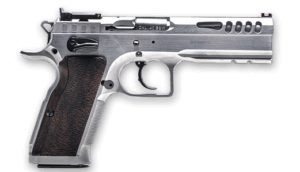 Tanfoglio IFG TFSTOCKM9 Defiant Stock Master 9mm Luger 17+1 4.75 Hard Chrome Steel/ Wood Grip”