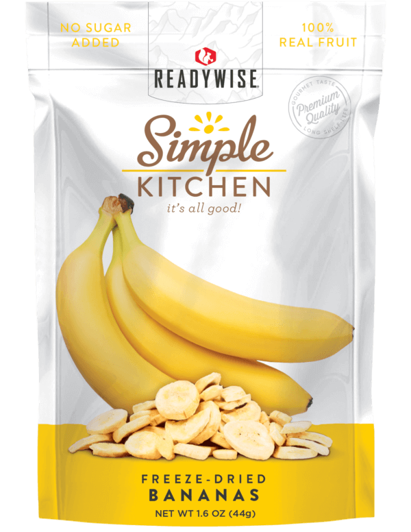 ReadyWise SK05007 Simple Kitchen Freeze Dried Fruit Bananas 1 Serving Pouch 6 Per Case