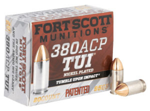 Fort Scott Munitions 380095SCV Tumble Upon Impact (TUI) Self Defense 380 ACP 95 gr Solid Copper Spun (SCS) 20rd Box
