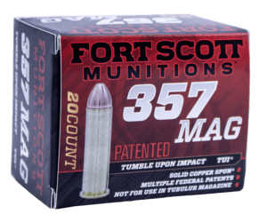 Fort Scott Munitions 357SIG095SCV Tumble Upon Impact (TUI) Self Defense 357 Sig 95 gr Solid Copper Spun (SCS) 20rd Box