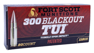 Fort Scott Munitions 300115SCV Tumble Upon Impact (TUI) Rifle 300 Blackout 115 gr 2219 fps Solid Copper Spun (SCS) 20rd Box