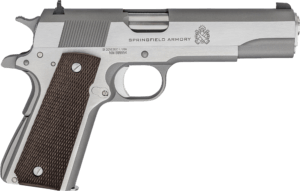 Springfield Armory PBD9151L 1911 Mil-Spec Defend Your Legacy 45 ACP 7 1  5″ Satin Stainless Steel Match Grade Barrel  Stainless Serrated Slide  Stainless Steel Frame w/Beavertail  Checkered Wood Grip  Right Hand