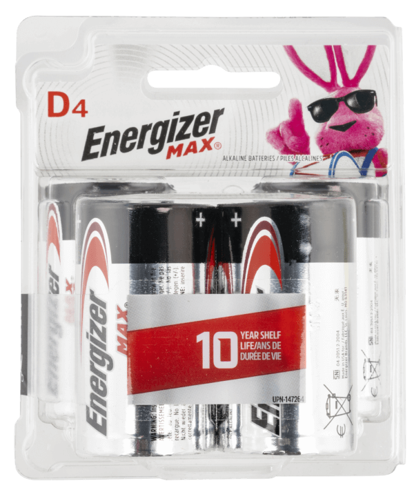 Energizer E95BP4 MAX D Batteries Alkaline 1.5 Volts Qty (4) Single Pack