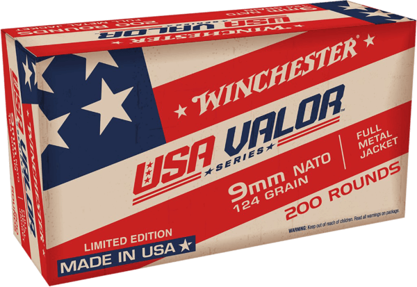 Winchester Ammo USA9NATOW USA Valor Target 9mm NATO 124 gr Full Metal Jacket (FMJ) 200rd Box