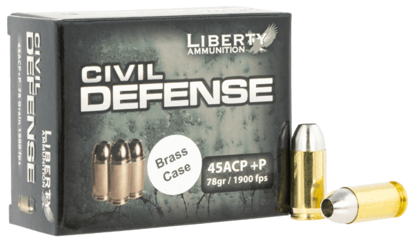 Liberty Ammunition LACD45013BC Civil Defense Protection 45 ACP +P 78 gr Lead-Free Fragmenting Hollow Point (LFFHP) 20rd Box