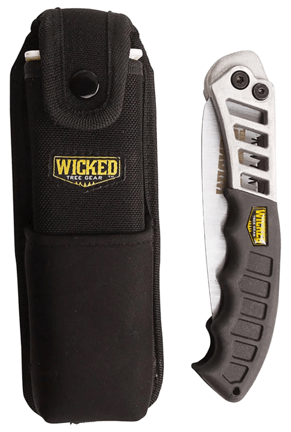 Wicked Tree Gear WTG003 Combo Pack Folding Saw 7″ High Carbon Steel Blade/Black Overmolded Aluminum Handle Includes Scabbard