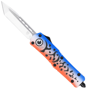 CobraTec Knives MFLBLUFS3DNS FS-3 Blue Lure Medium 3″ OTF Drop Point Plain D2 Steel Blade 4.50″ Blue Fishing Lure Aluminum Cerakoted Handle Includes Glass Breaker/Pocket Clip