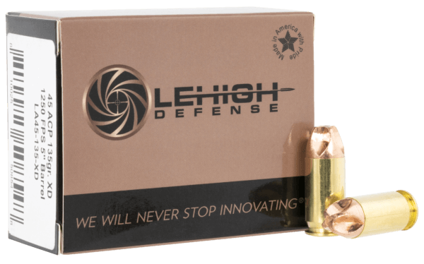 Lehigh Defense LA45135XD Xtreme Defense Self Defense 45 ACP 135 gr Lehigh Defense XD FMT 20rd Box