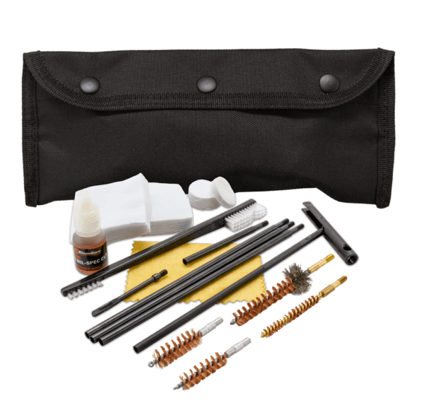 KleenBore POU301B All Caliber Cleaning Kit Handgun/Rifle Bronze/Nylon Bristles Nylon Case