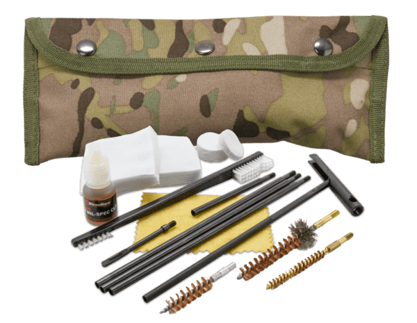 KleenBore POU303MC Modular Cleaning Kit Multi-Caliber Handgun/Rifle Bronze/Nylon Bristles Nylon Multi-Cam Case