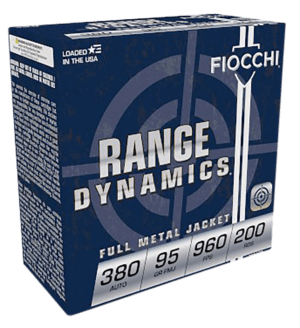 Fiocchi 380ARD Range Dynamics Pistol 380 ACP 95 gr Full Metal Jacket (FMJ) 200rd Box