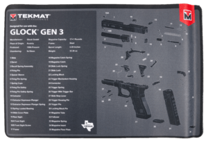 TekMat TEKR17GLOCKG3  Black/White Rubber 17″ Long 11″ x 17″ Glock Gen3 Parts Diagram Illustration