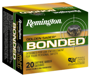 Remington Ammunition R21368 Golden Saber Bonded Defense 10mm Auto 180 gr Bonded Brass Jacketed Hollow Point (BBJHP) 20rd Box