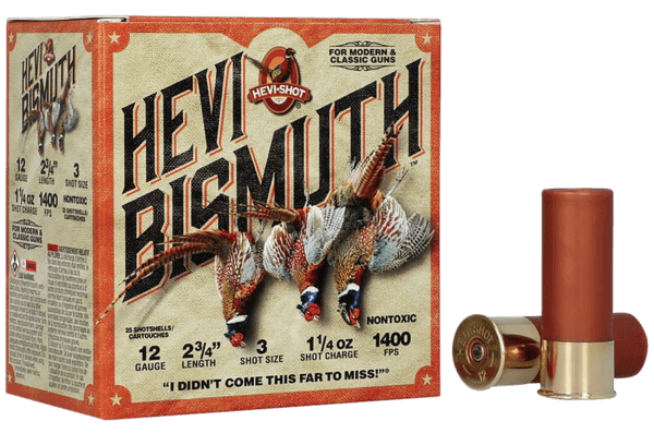 HEVI-Shot HS14713 HEVI-Bismuth Upland 12 Gauge 2.75″ 1 1/4 oz 1400 fps Bismuth 3 Shot 25rd Box