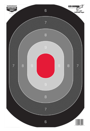 Birchwood Casey 37053 EZE-Scorer Silhouette Oval Target Silhouette Hanging Paper All Firearms 23″ x 35″ Black/Gray/Red 5 Targets