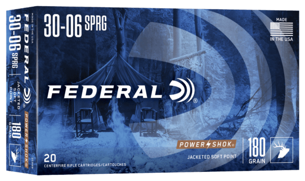 Federal 3006B Power-Shok Hunting 30-06 Springfield 180 gr Jacketed Soft Point (JSP) 20rd Box