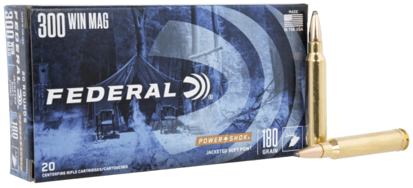 Federal 300WBS Power-Shok Hunting 300 Win Mag 180 gr Jacketed Soft Point (JSP) 20rd Box
