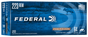 Federal 223L Power-Shok Hunting 223 Rem 64 gr Jacketed Soft Point (JSP) 20rd Box