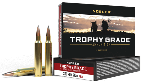 Nosler 60129 Trophy Grade Long-Range Hunting 300 RUM 210 gr Nosler Spitzer AccuBond-Long Range (SABLR) 20rd Box