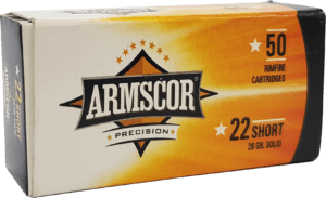 Armscor 50415 Precision 22 Short 29 gr 1080 fps Solid Point 50 Bx/100 Cs