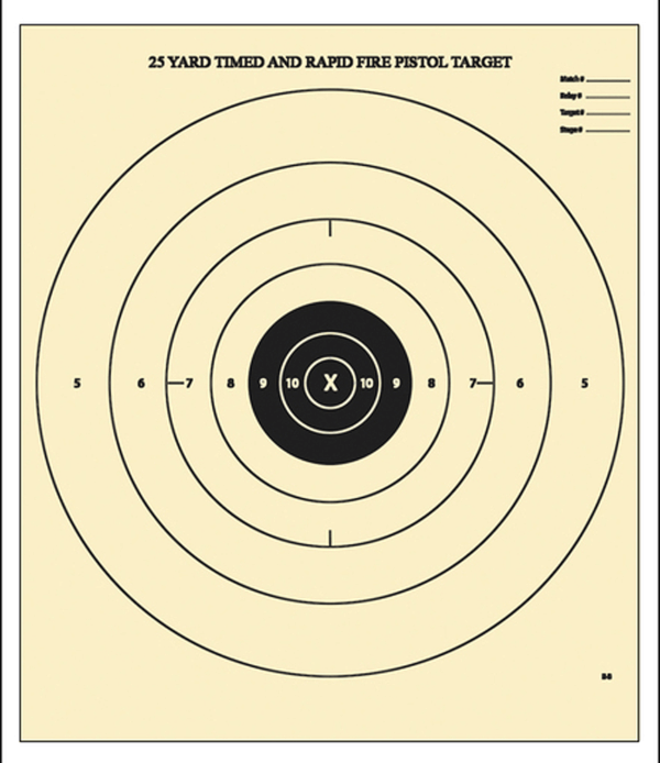 Action Target B8100 Competition NRA Time & Rapid Fire Bullseye Heavy Paper Hanging 25 yds Handgun 21 x 24″ Black/White 100 Per Box”