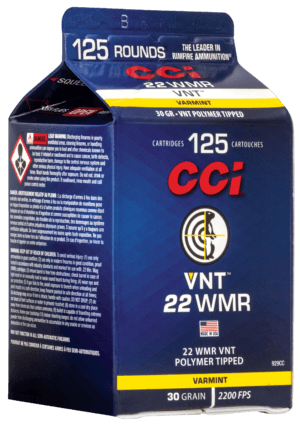 CCI 929CC VNT Rimfire 22 WMR 30 gr Varmint Tipped 125rd Box