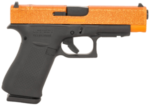 Glock PA4850204FRMOSGGOR G48 MOS Slim 9mm Luger 10+1 4.17″ Black GMB Barrel Orange Glitter Cerakote MOS Cut/Serrated Slide Black Polymer Frame w/Beavertail Black Textured Polymer Grips Right Hand