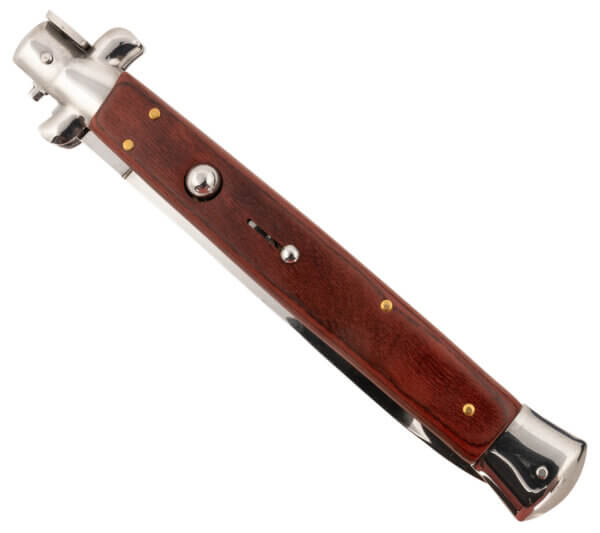 Steel River Knives CIRWD Spartan  6 Italian Dagger Polished Blade 7″ Red Wood Handle Side Open”
