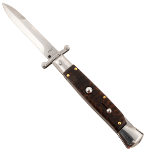 Steel River Knives SGSWP Spartan  3.9 Italian Bayonet Polished Blade 5.1″ Snakewood Handle Side Open”