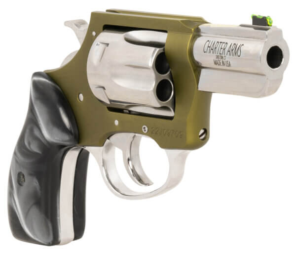 Charter Arms 53624 Undercover II Large 38 Special 6 Shot 2.20″ High Polished Stainless Steel Barrel & Cylinder OD Green Anodized Aluminum Frame Black Pearlite Grip Exposed Hammer