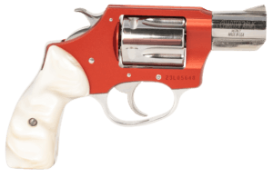 Charter Arms 53826 Chic Lady  38 Special 5 Shot 2″ High Polished Stainless Barrel & Cylinder  Red Anodized Aluminum Frame  White Pearlite Grip Exposed Hammer